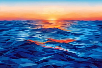Sunset Serenade Ocean Waves and the Setting Sun Generative AI
