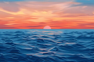 Fototapeta na wymiar Sunset Serenade Ocean Waves and the Rising Sun Generative AI