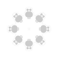 Counting sheep template for sleep mechanism. Pinwheel with sheep for falling asleep.