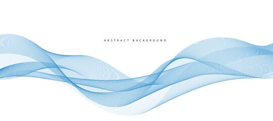 Abstract smooth flowing blue wavy design background - obrazy, fototapety, plakaty