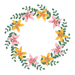 Hand drawn card with decorative floral frame, vector illustration for greeting card, invitation template. Retro, vintage lettering banner, poster, background.