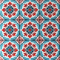 Andalusian Splendor: Spanish Inspired Tile Pattern with Moorish Motifs, Background, Hand Edited Generative AI