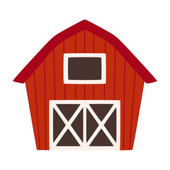 vector illustration with red barn house isolated on white background, farming item, flat style © StockVector