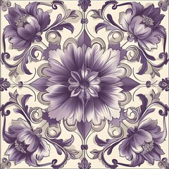 Vintage Splendor: Victorian Era Tile Pattern Adorned with Delicate Floral Patterns, Background, Hand Edited Generative AI