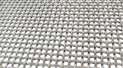Engineered Strength Unveiled: Delve deeper into the innovative design of inter-crimped mesh in this 3D close-up. Isolated background emphasizes its unique weave and unwavering strength