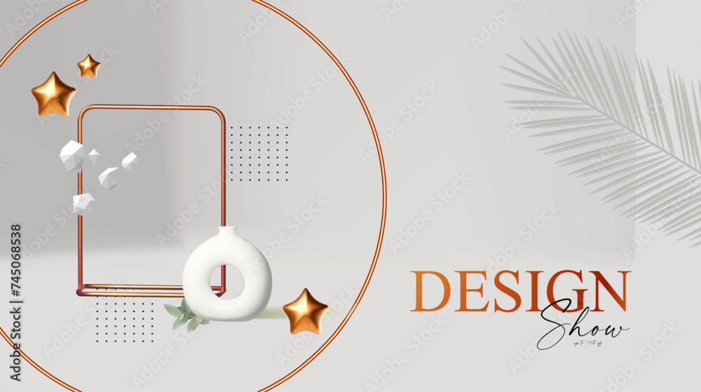 Wall mural 3d realistic product display design template. white scene with podium. elegant vector platform. stag
