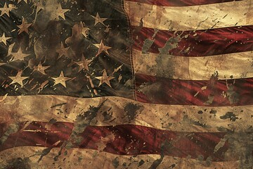 Rusty American Flag A Symbol of Patriotism and Deterioration Generative AI