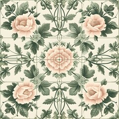 Timeless Beauty: Victorian Style Pattern Adorned with Intricate Florals", Background, Hand Edited Generative AI