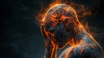 Capture the impact of anger on physical health, illustrating the tension in the body and the quest for balance