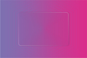 Glass morphism effect. Transparent frosted rectangle on gradient magenta blue background. Realistic glass morphism matte plexiglass shape. Vector illustration