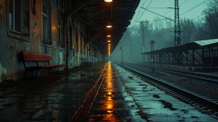 Convey the poignancy of a goodbye at an old train station, where every farewell is a story of sadness