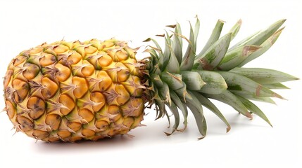 Pineapple placed on a white background. Close-up generate ai