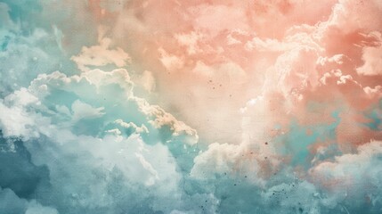 Fototapeta na wymiar artistic soft cloud and sky with grunge paper texture - generative ai
