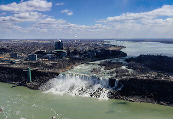 Niagara Falls, Ontario, Canada. Aerial view of Niagara Falls from Skylon Tower, Ontario, Canada.