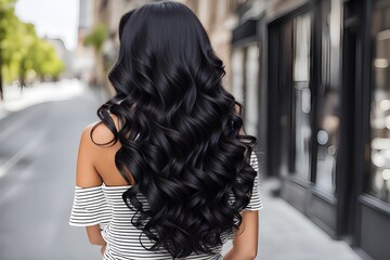 back view of a woman with beautiful healthy shiny hair
