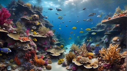 Fototapeta na wymiar Explore the depths of the ocean and witness the vibrant colors and textures of marine life, all captured with stunning realism and authenticity.