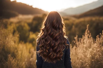 Fotobehang back view of a woman with beautiful healthy shiny hair © RORON
