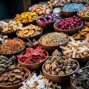 Traditional chinese herbal medicine assortment for natural health and wellness care