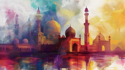 Abstracted Mosques: Artistic Explorations of Islamic Architectural Forms - obrazy, fototapety, plakaty