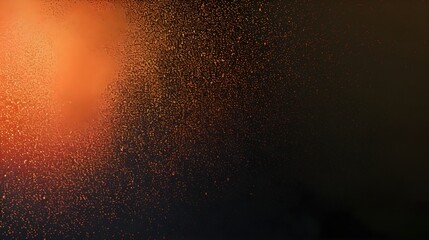 Fototapeta na wymiar Dynamic Orange Glow: Grainy Black Background with Copy Space