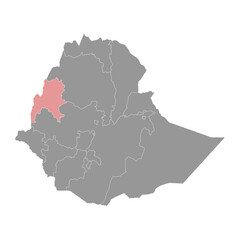 Benishangul Gumuz Region map, administrative division of Ethiopia. Vector illustration.