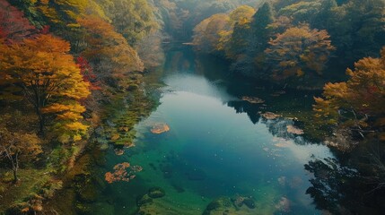 Obraz premium Autumn Colors of Oirase River