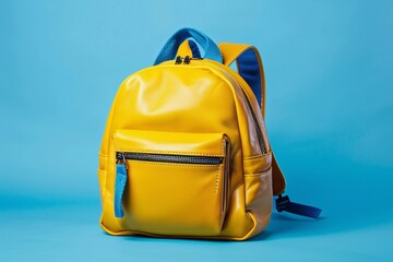 Yellow Backpack with Blue Strap A Must-Have for the Month of August Generative AI - obrazy, fototapety, plakaty
