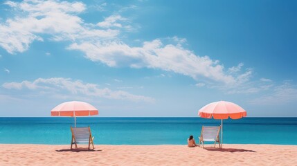 sunny beach scene, accented by the vibrant colors of a cloudless day, showcasing the beauty and simplicity of the coastal environment