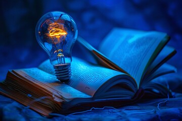 A Glowing Light Bulb in a Book A Creative and Unique Combination for a Monthly Event Generative AI