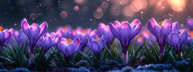 Foto op Canvas Spring Blossom: Elegant Crocus Vector with Bright Atmosphere and Versatile Layout. © oraziopuccio