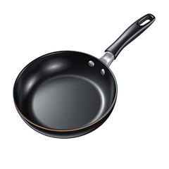  Black frying pan isolated on transparent background