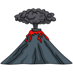 Erupting Volcano Drawing Vector Illustration