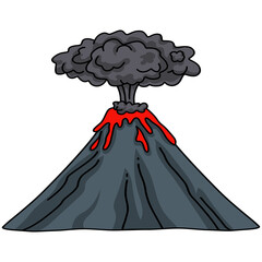 Erupting Volcano Drawing Illustration