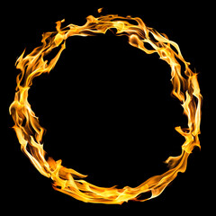 circle frame from bright yellow sparks on black