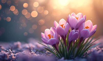 Spring Blossom: Elegant Crocus Vector with Bright Atmosphere and Versatile Layout.