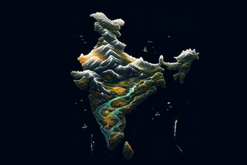 Indian map with greenery