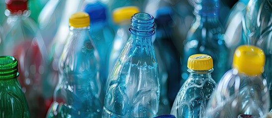 A cluster of discarded empty water bottles lying next to each other, contributing to the pervasive issue of plastic pollution in our environment. These bottles are a representation of the impact of