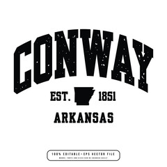 Conway text effect vector. Editable college t-shirt design printable text effect vector