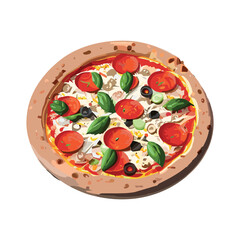 Round pizza vector illustration on white background