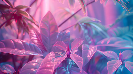 A kaleidoscope of pastel hues merges seamlessly with intricate patterns of verdant foliage, creating an ethereal backdrop reminiscent of an abstract springtime dream