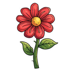 A flowers illustration cartoons style. On transparent background. png.