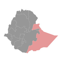 Somali Region map, administrative division of Ethiopia. Vector illustration.