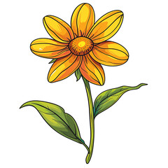A flowers illustration cartoons style. On transparent background. png.