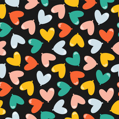 Seamless pattern with colorful balloon shaped hearts