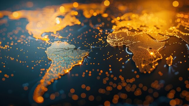 Fototapeta map of the world with light