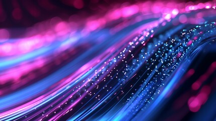 3d illustration of abstract background with blurred glowing particles in blue and pink colors