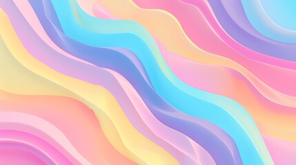 3d abstract background with wavy lines in pink, blue and yellow colors