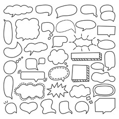 Fototapeta premium Collection of hand drawn speech bubble doodle illustration