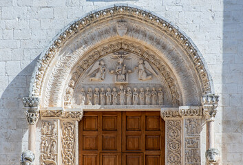 Portal of the Cathedral of Saint Michael Archangel  (San Michele Arcangelo) at the medieval town of...