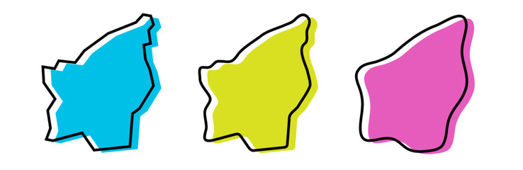 San Marino country black outline and colored country silhouettes in three different levels of smoothness. Simplified maps. Vector icons isolated on white background.